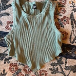 Sage / seafoam Green Ribbed Cropped Tank